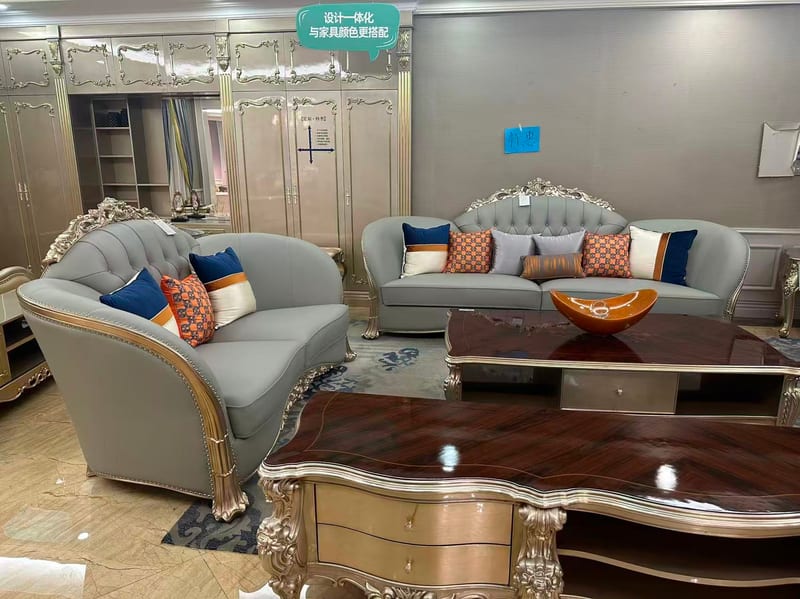 Baojule YF021 2+4 Leather Sofa Set with Solid Beech Frame
