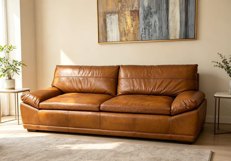 BH Italian Waxed Leather Sectional Sofa