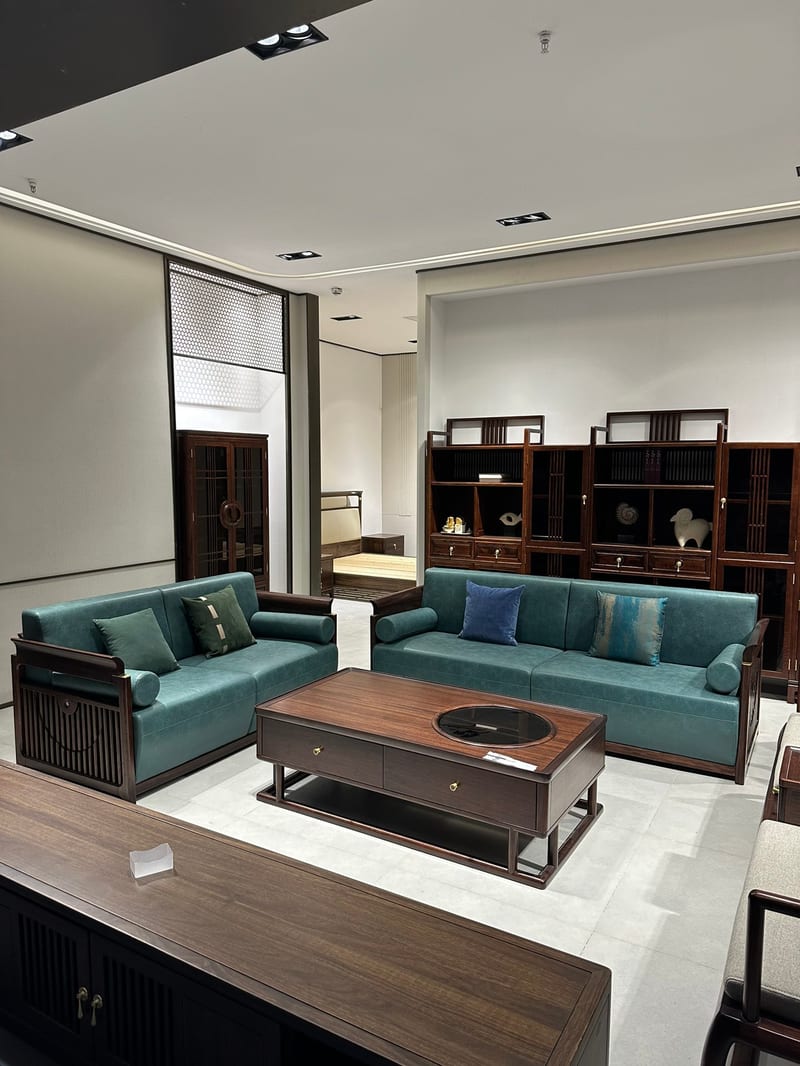 Muzhen A01 New Chinese Sofa Set, Solid Wood Frame