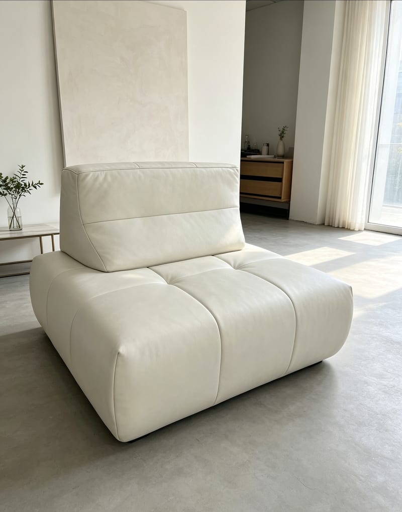 Deshang SF-175A0S Full-Leather Single Sofa in Off-White