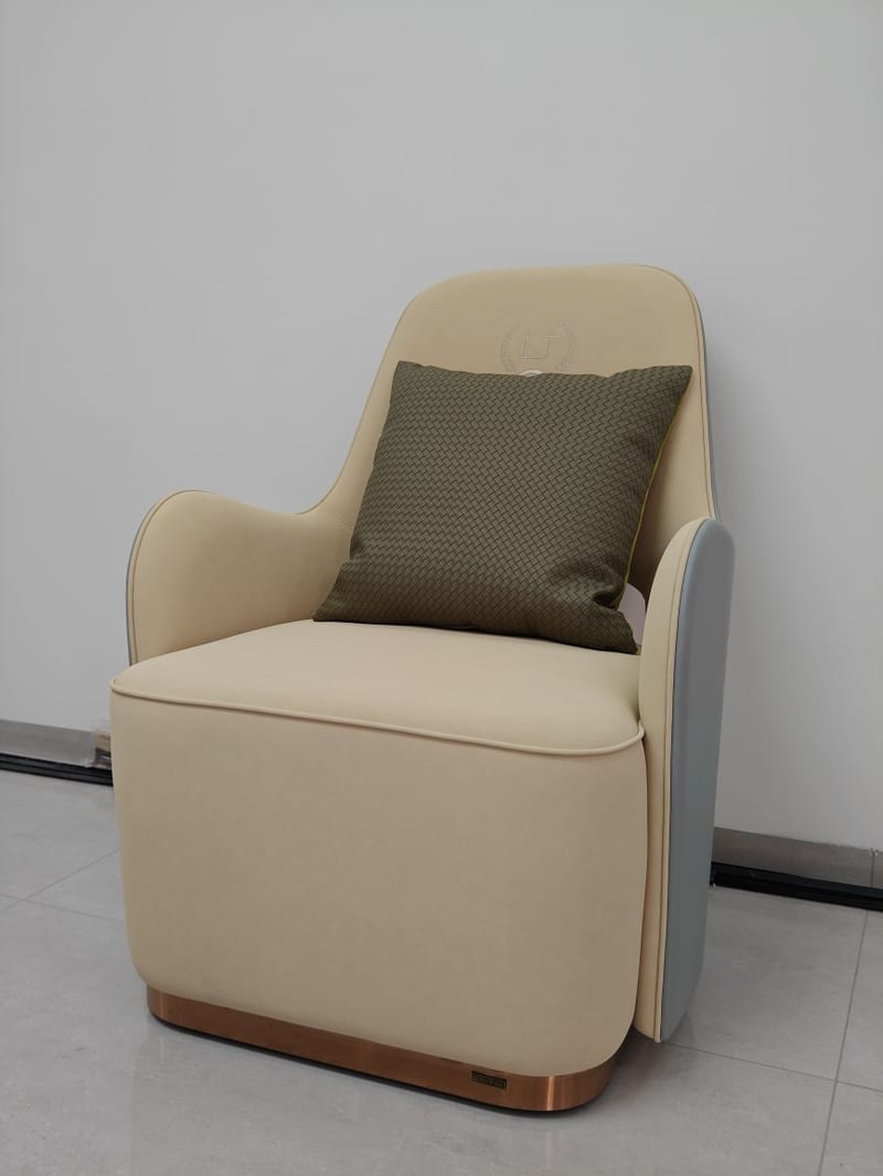 Renhao Modika Ash & Nubuck Leather Lounge Chair