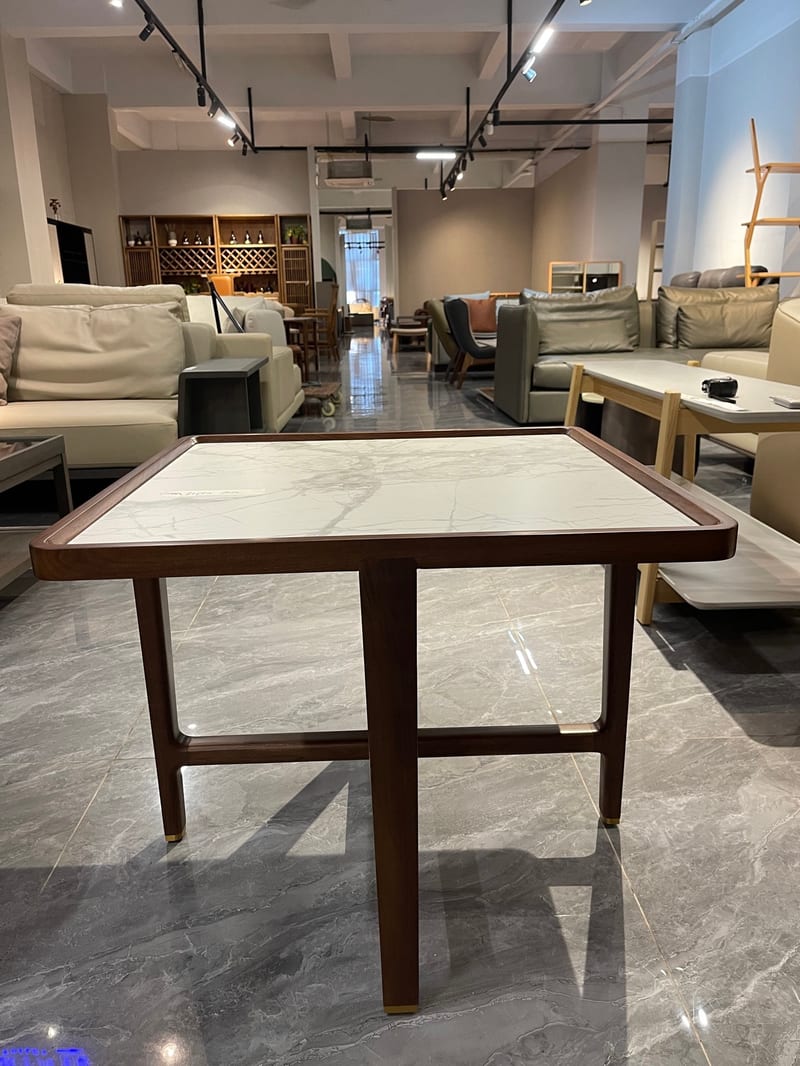 Beson Lingyu M6119X Walnut & Sintered Stone Square Side Table