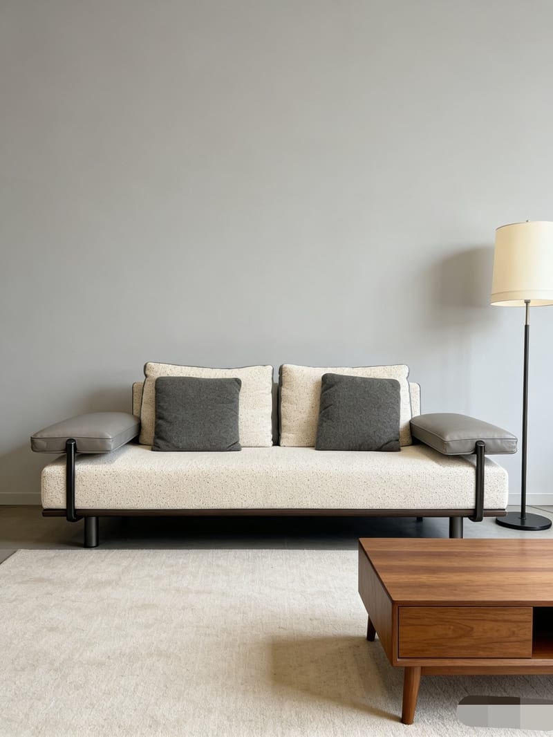 Yingeli VF712 Fabric & Leather Sofa in Beige