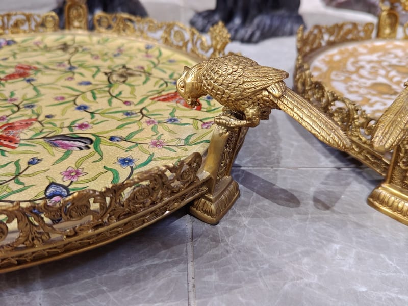 Copper-Clad Ceramic Hand-Painted Giant Tray Bowl