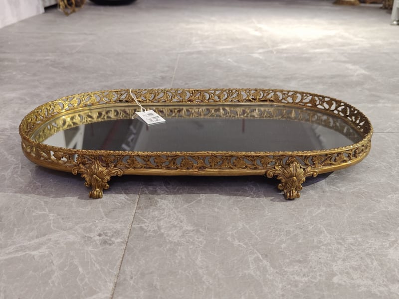 French Copper-Clad Ceramic Mirror Tray