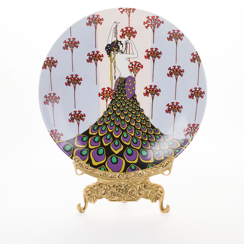 Luxury Copper-Clad Ceramic Decorative Plate with Hand-Carved Copper and Hand-Painted Accents
