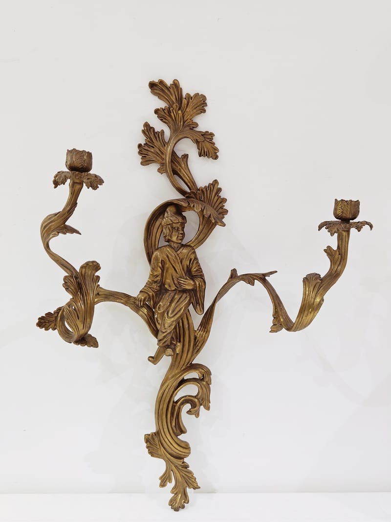 HomeDecor Copper-Clad Ceramic Candle Sconce in Antique Gold