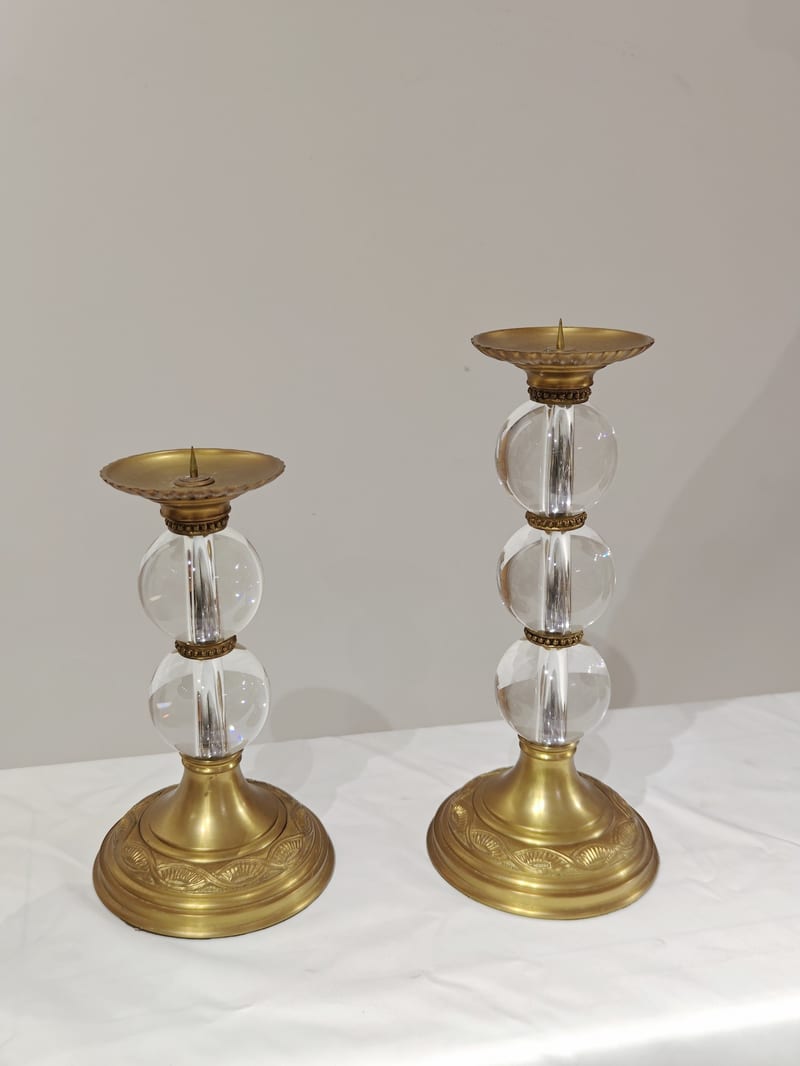 Copper & Crystal Candlestick Holder
