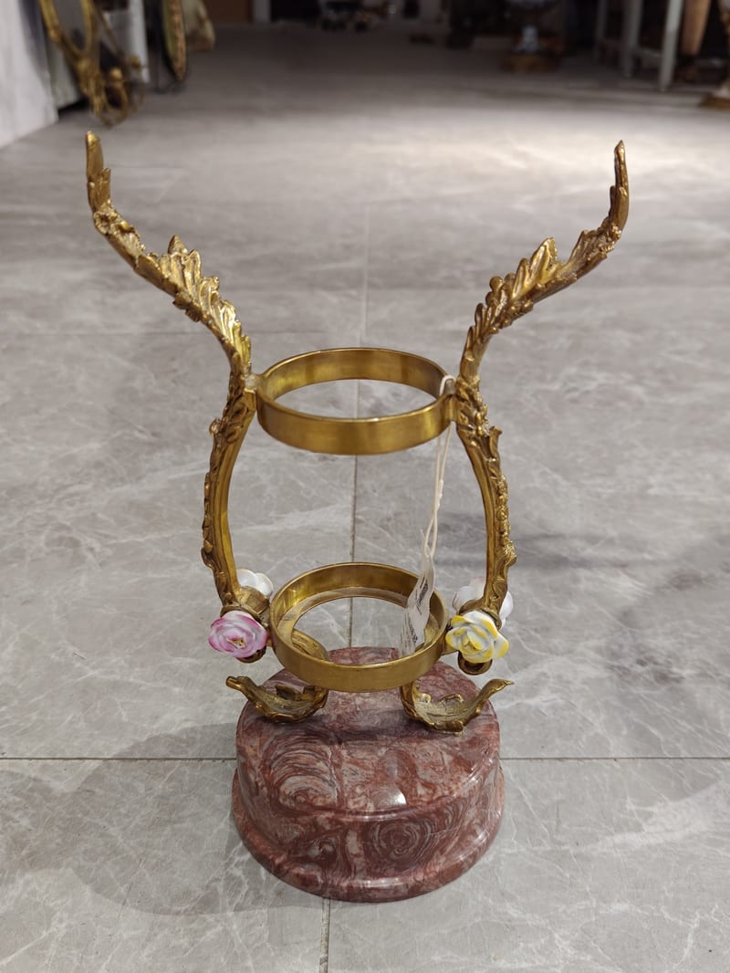 Copper-Clad Ceramic Wine Rack with Red Dragon Marble