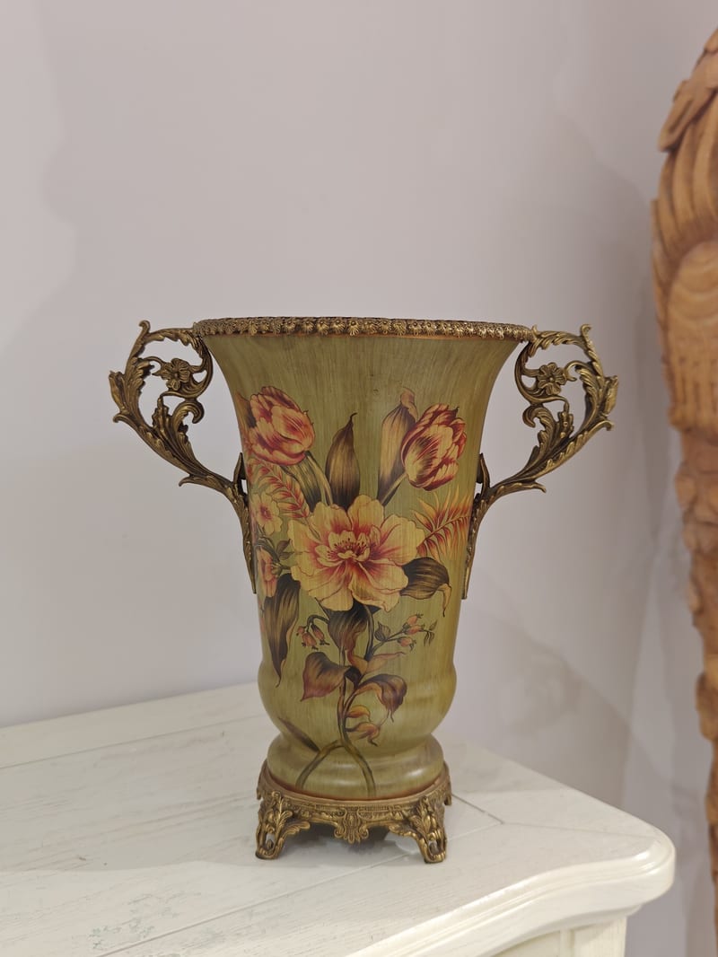 Jiemei Copper-Wrapped Ceramic Vintage Vase