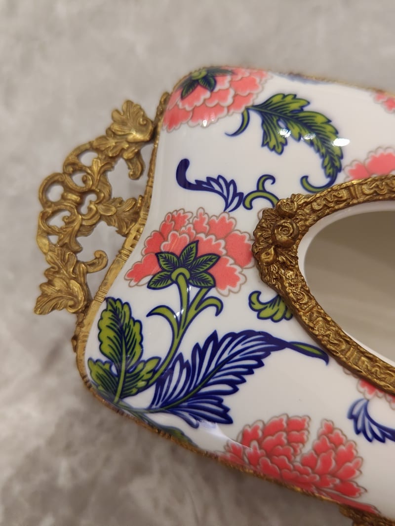French Copper & Ceramic Tissue Box