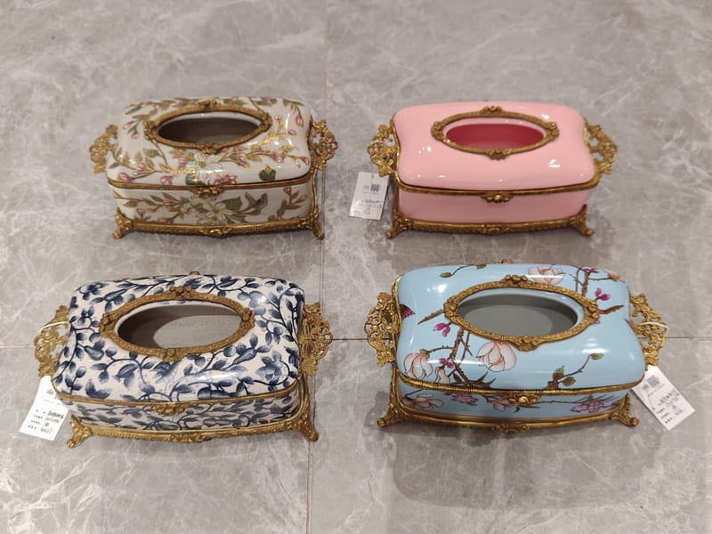 Imported Copper & Ceramic Tissue Box