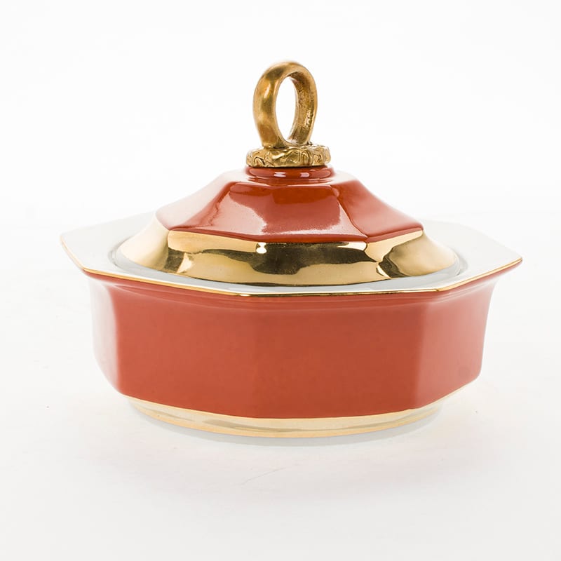 Copper & Ceramic Octagonal Lidded Jar