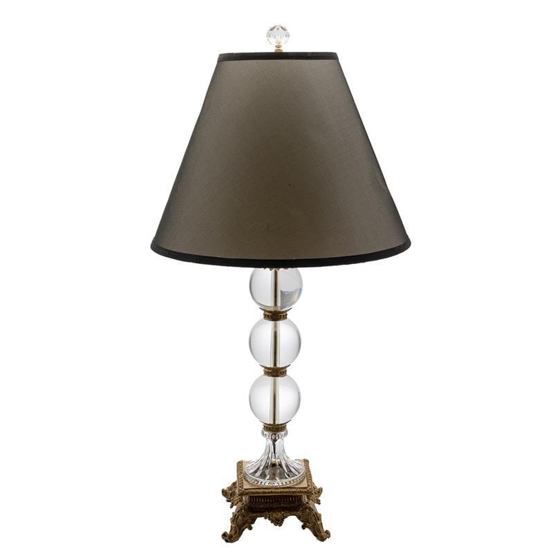 French Gold Ceramic & Crystal Table Lamp