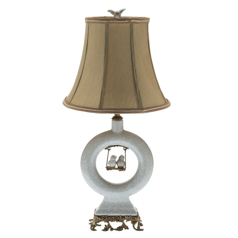 Copper-Clad Ceramic Crackle Table Lamp, French Round