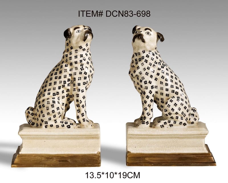 Tigao Meiju French Copper-Clad Ceramic Dog Bookends