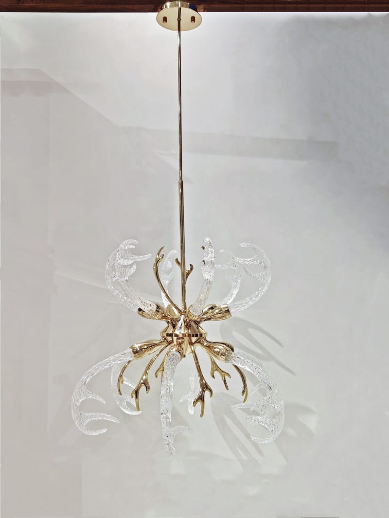 Meroni Antler Pendant Light in Champagne Gold