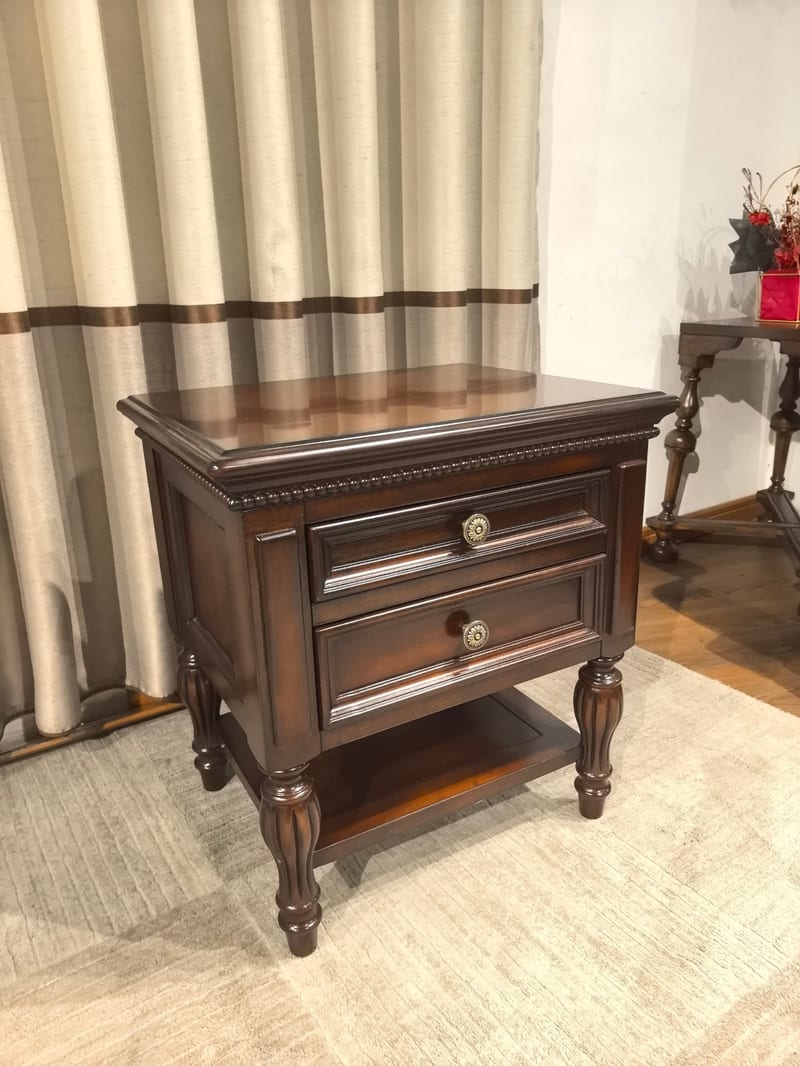 Solid Mahogany American Two-Drawer Nightstand CTG-902