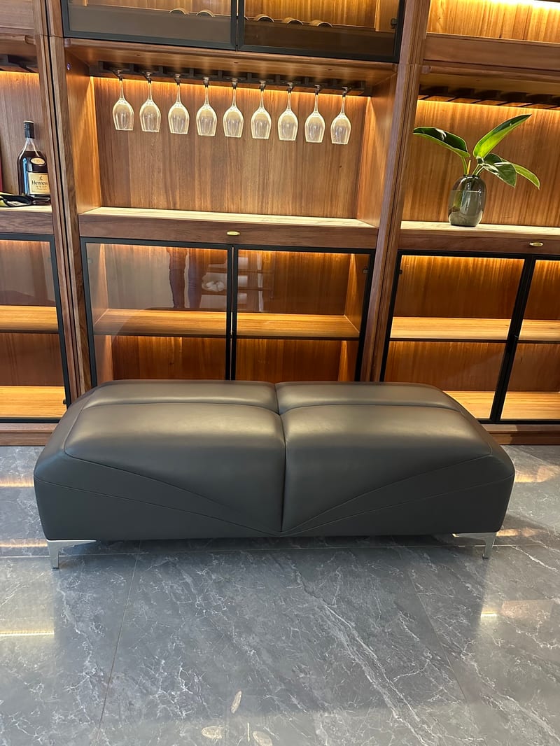 Jiadamei Sikai Dark Gray Nappa Leather Bench