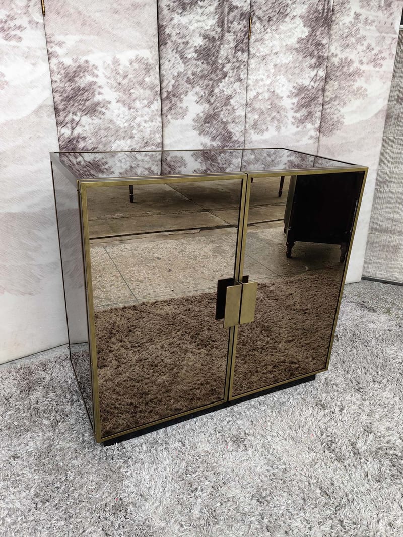 Kezhi French Glass Entryway Cabinet Beech & Steel