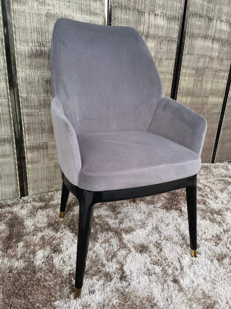 Italian Minimalist Solid Beech Chair with Velvet