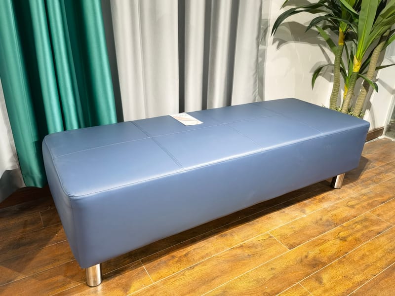 Renhao Gray-Blue Leather Bed-End Bench