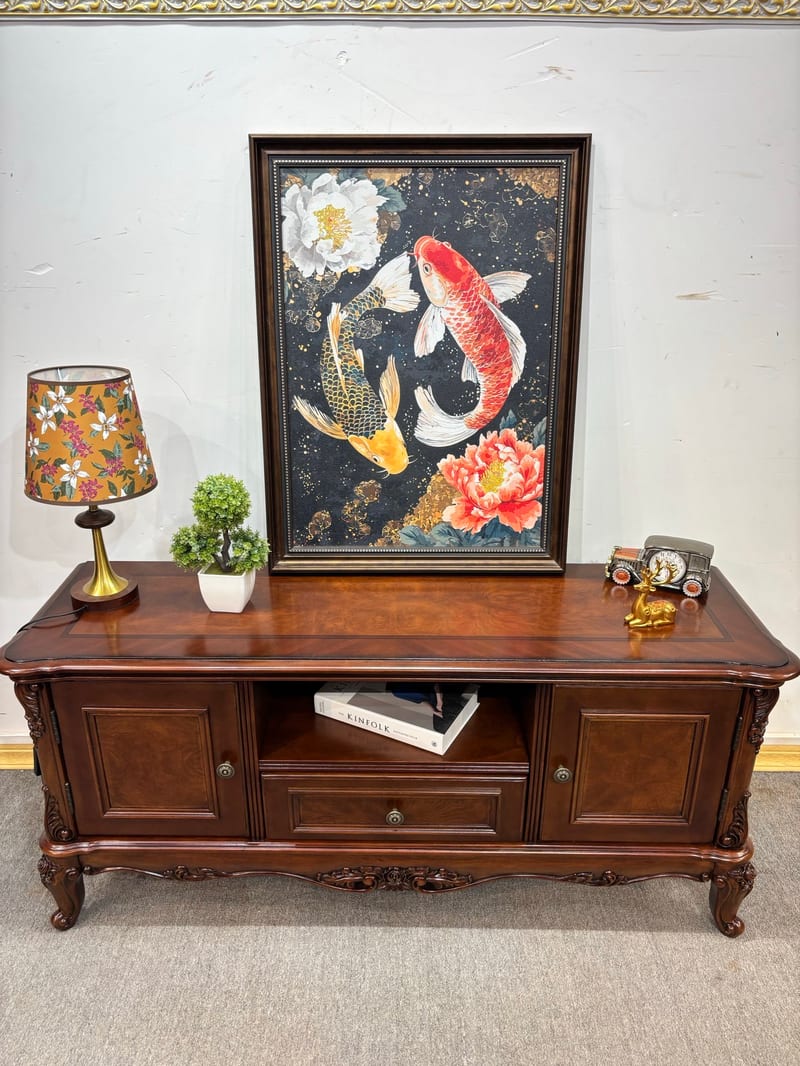DSG216 American Solid Mahogany Carved TV Stand