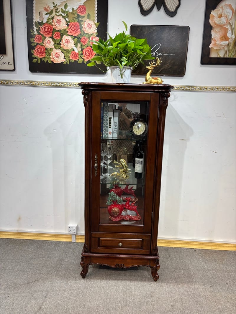 JG204 Beech Solid Wood Single-Door Wine Cabinet