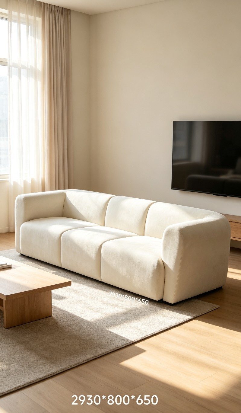 Modern Cream White Performance Fabric Sofa