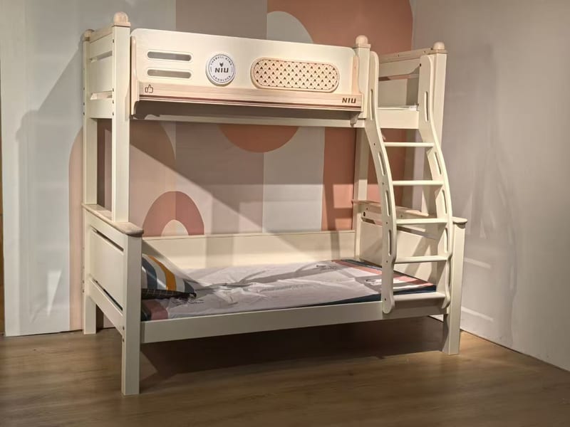 White Cherry Solid Wood Bunk Bed for Kids