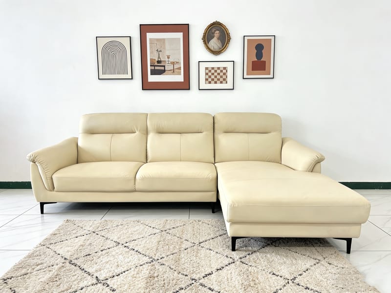 ZUOYOU 5069 Beige Leather Sectional Sofa