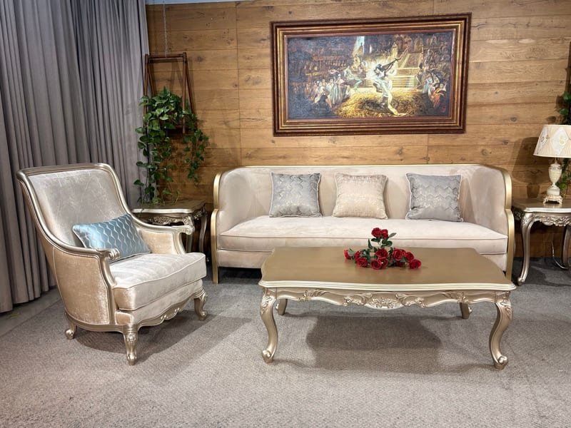 SF-691 French Four-Seat Sofa with Champagne Trim