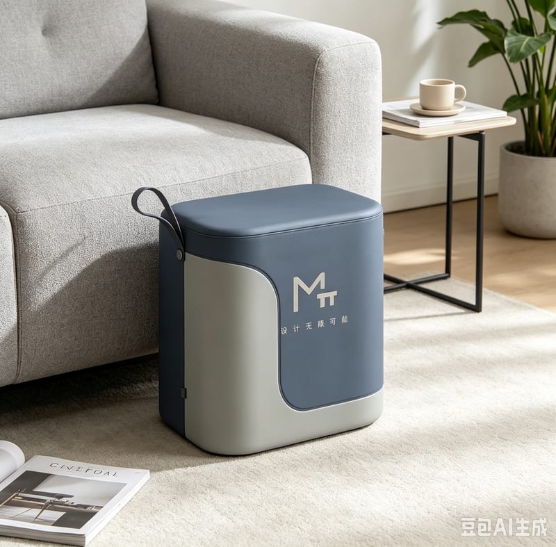 Mextra pFC01 Blue-Grey Faux Leather Ottoman