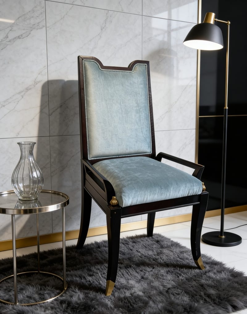 mextra HCS-KB01 Light Blue Velvet Italian Desk Chair