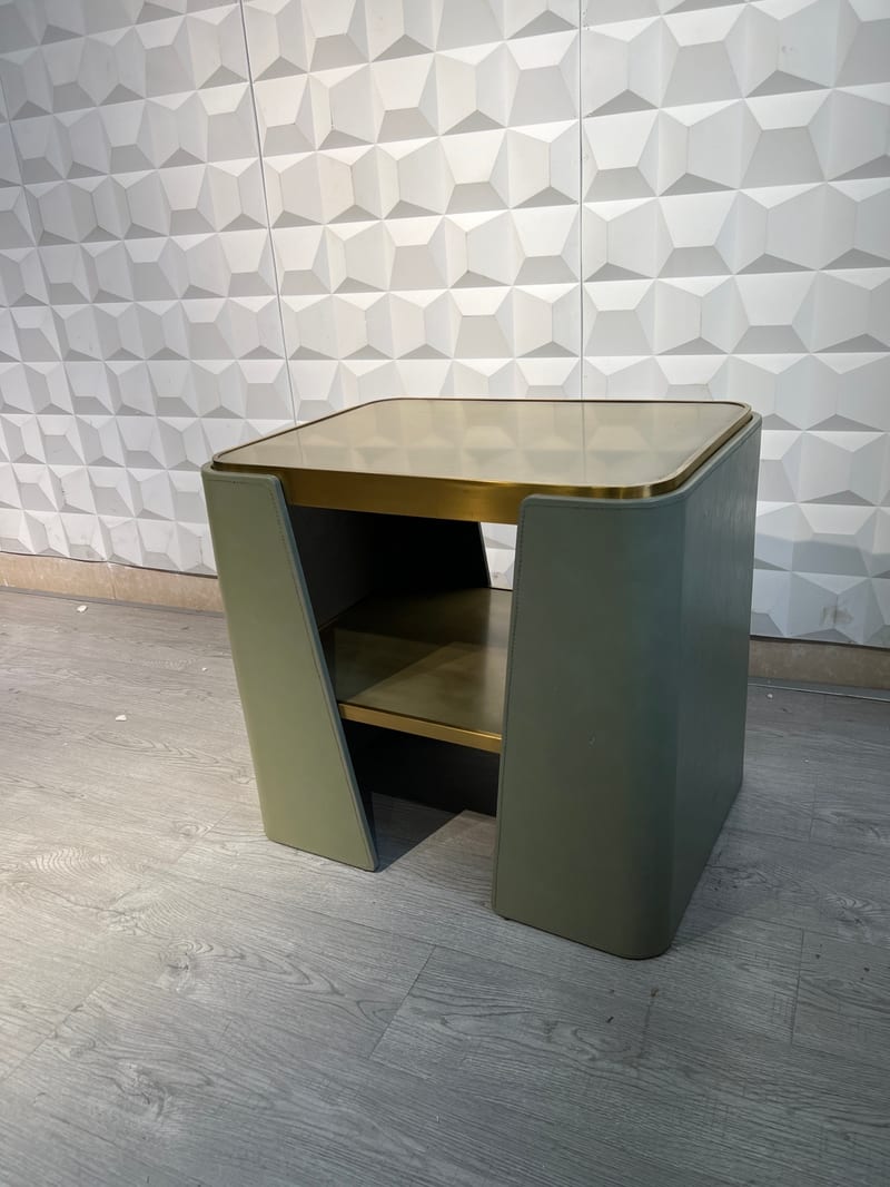 Mextra YD02 Modern Faux Leather Nightstand with Metal Frame