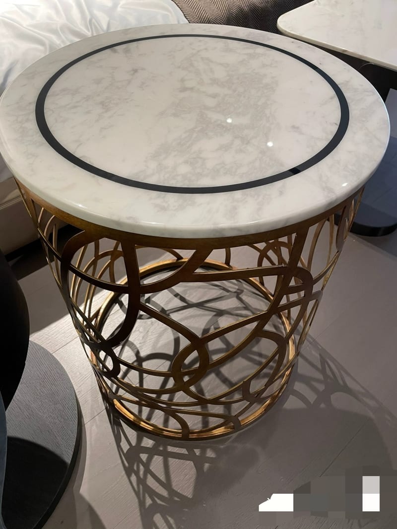 Mextra MCID01 Round Marble Side Table with Gold Base