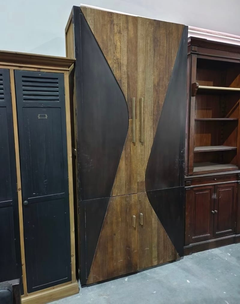 Wabi-Sabi Pine Double-Door Tall Wardrobe