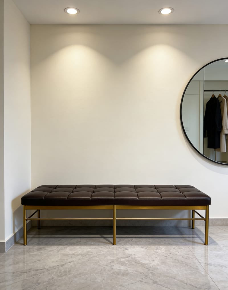 mextra YC03 Dark Brown Faux Leather Bench