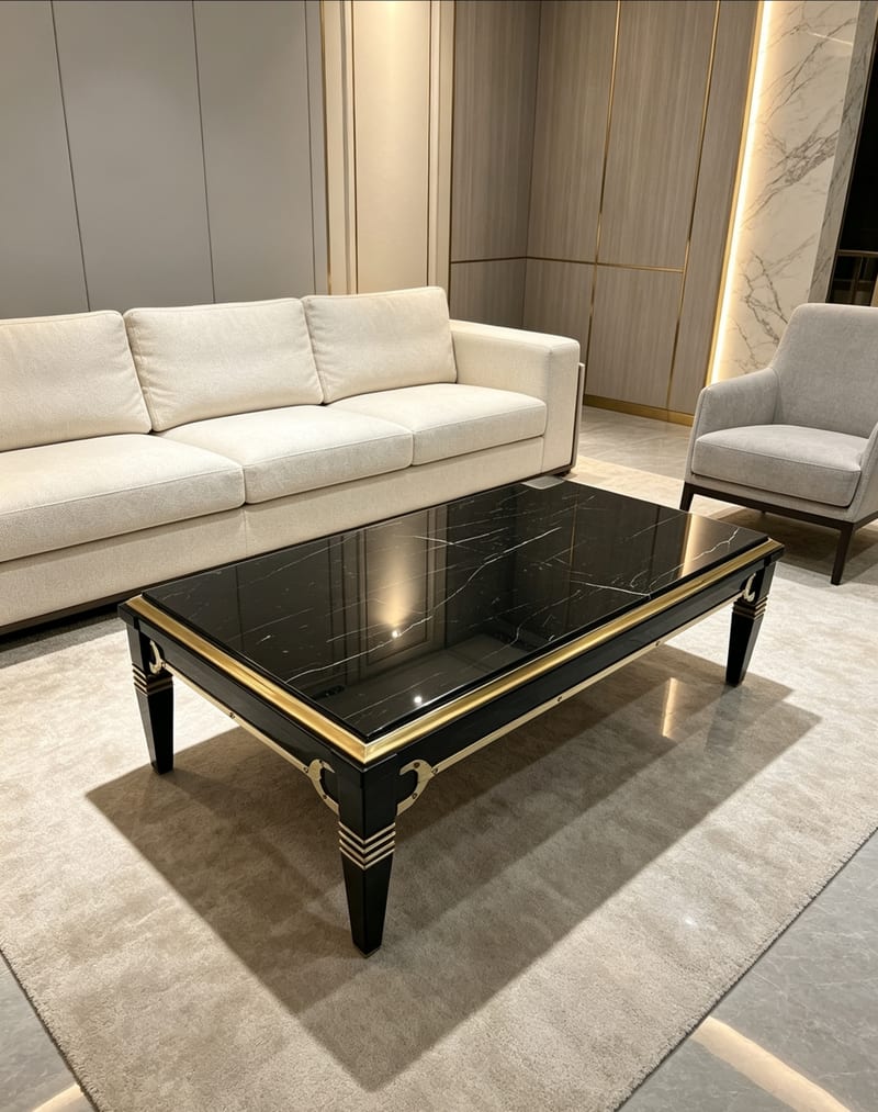 mextra MCO1173 Black Marble Rectangular Coffee Table