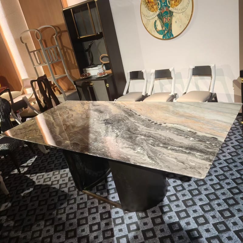 Italian Minimalist Rectangular Dining Table, Venetian Brown