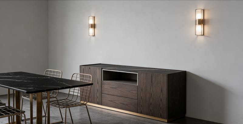 MENOIR Italian Elm Sideboard with Marble Top