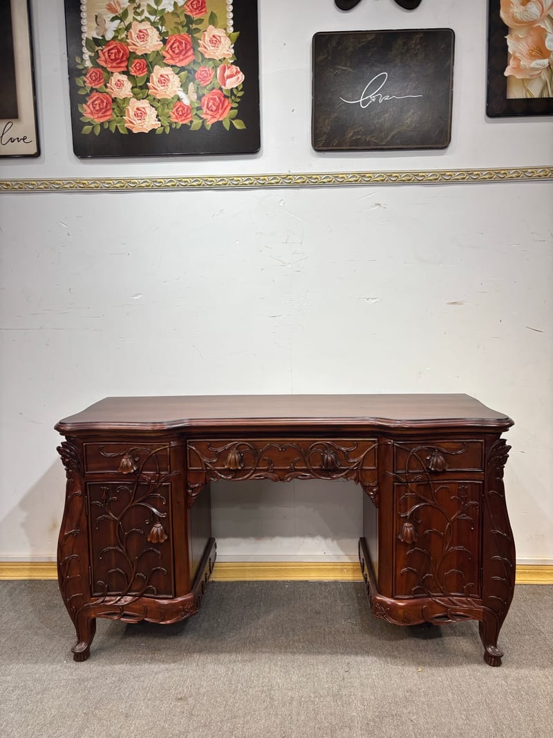 ZT133 Solid Teak Carved Writing Desk