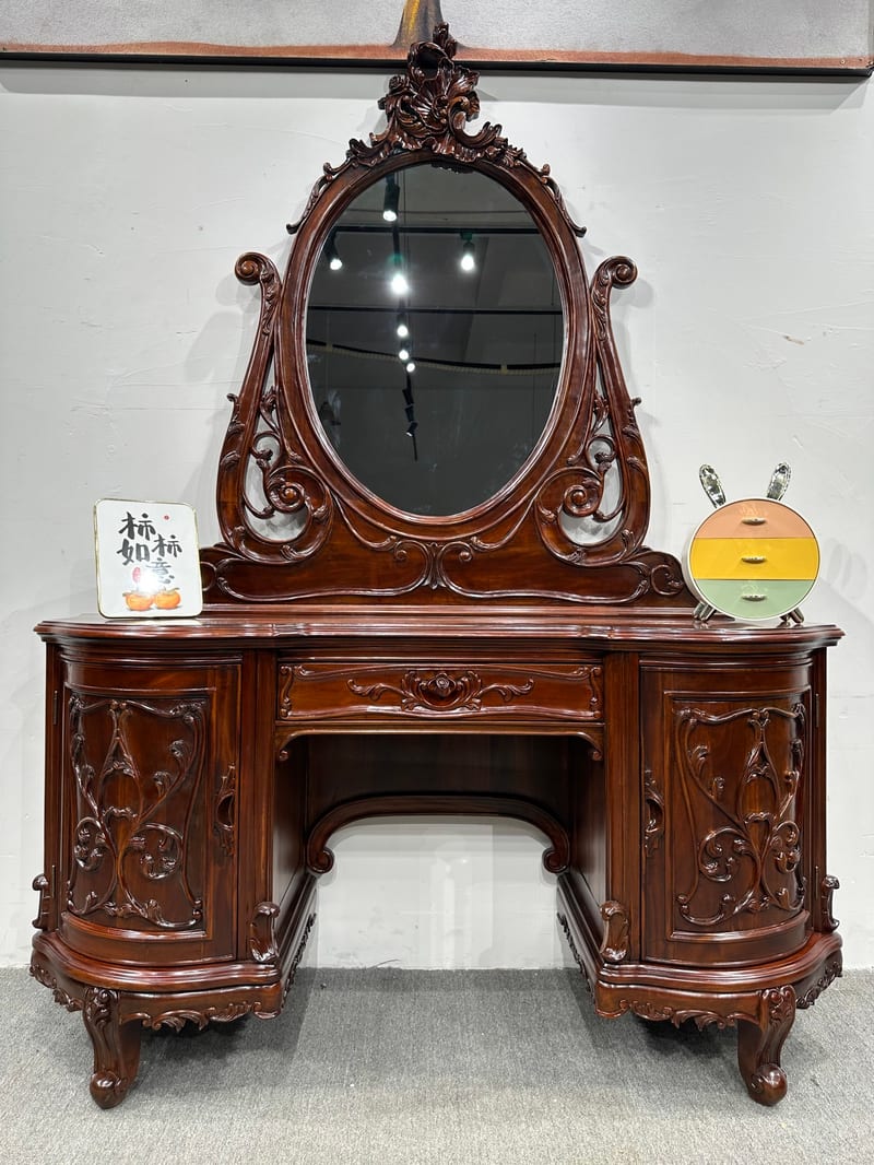 Guangdong Brand American Teak Solid Wood Carved Dresser with Mirror ZT136