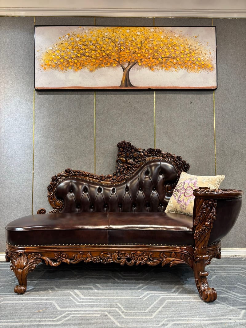 Diaoke Diguo GFY191 Teak & Leather Chaise Lounge