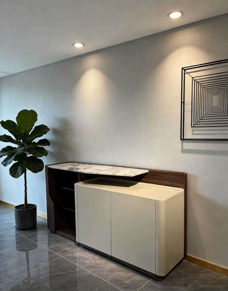 CK H630 Sideboard with Eucalyptus Veneer and Sintered Stone Top