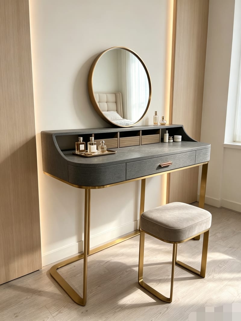 Mextra YFA05 Dresser with Mirror, Dark Gray