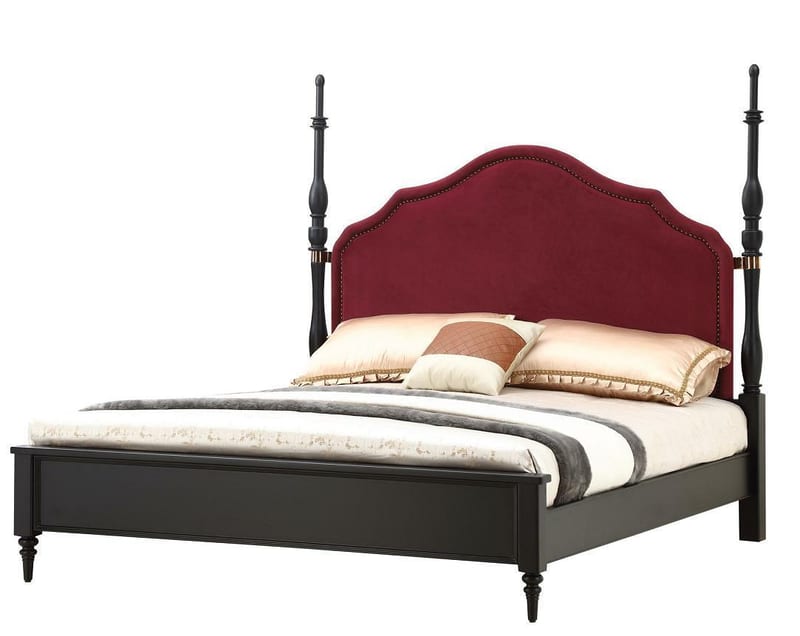 Britain House American Retro Solid Wood Leather Bed