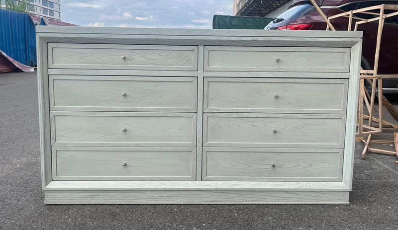 George Home Yingeli White Oak 8-Drawer Chest, Gray