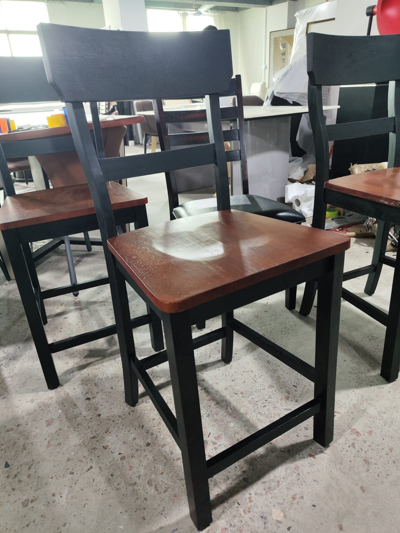 Industrial Solid Wood Square Bar Stool, Armless