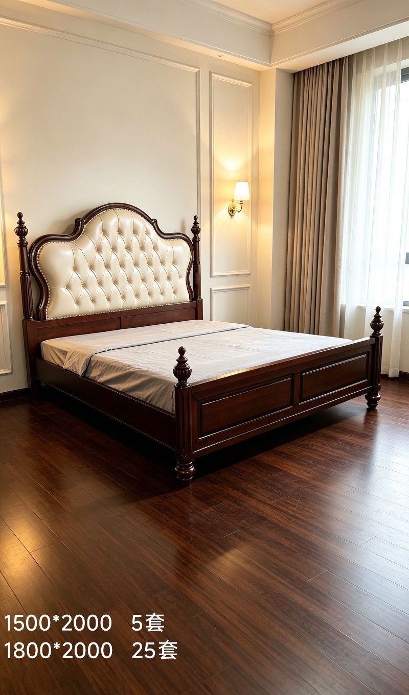 Meirui Meijia American Solid Oak Leather Bed